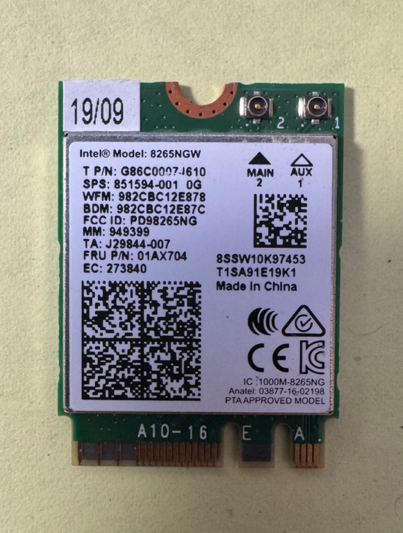 INTEL 8265NGW DUAL BAND WIRELESS-AC 8265 PCI-E M.2 WLAN BT 4.2 WIFI CARD